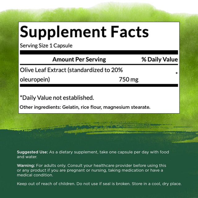 Swanson Herbal Supplements Extra Strength Olive Leaf Extract 750 Mg Capsule 60Ct