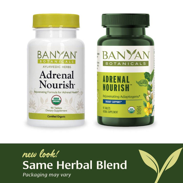 Banyan Botanicals Adrenal Nourish – Organic Adaptogen Supplement - Adrenal Support for Natural Energy with Organic Ashwagandha, Gokshura & Guduchi* – 90 Tablets – Non-Gmo, Sustainably Sourced, Vegan