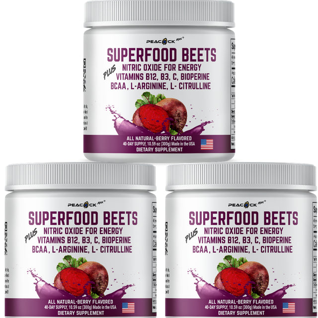 Superfood BEETS + Nitric Oxide Vitamins B12 B3 C Bioperine BCAA L Arginine L-Citrulline W