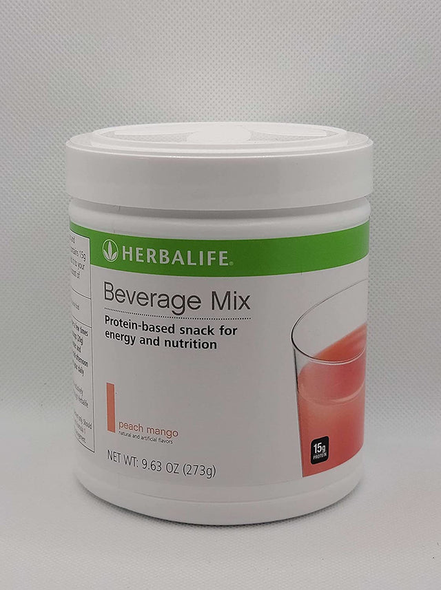 HERBALIFE Beverage Mix: Peach Mango 9.63 Oz.(273G) Protein-Based Snack for Energy and Nutrition, Helps Satisfy Hunger Cravings between Meals, 0 Sugar, Naturally Flavored