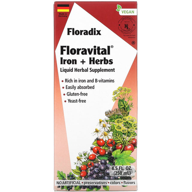 Gaia Herbs, Floradix, Floravital Iron + Herbs, 8.5 Fl Oz (250 Ml)