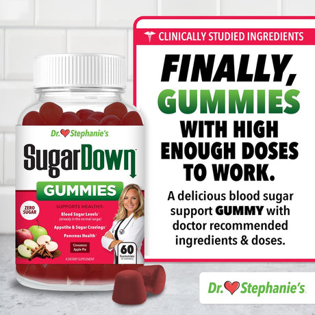 Dr. Stephanie’S Sugardown Gummies - Blood Sugar Gummies with Ceylon Cinnamon - 2 Pack