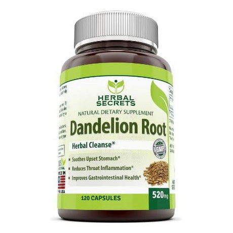 Herbal Secrets Dandelion Root 520 Mg 120 Capsules