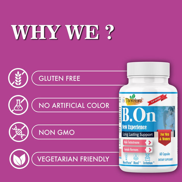 B.On Energy Booster Vitamins for Men, Drive, Strength, Enhancement Booster 60 Capsules by Therefore