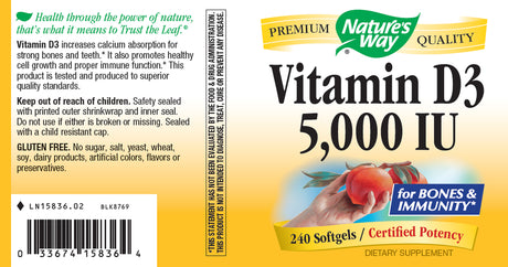 Nature'S Way Vitamin D3 5000 Iu - 240 Softgels