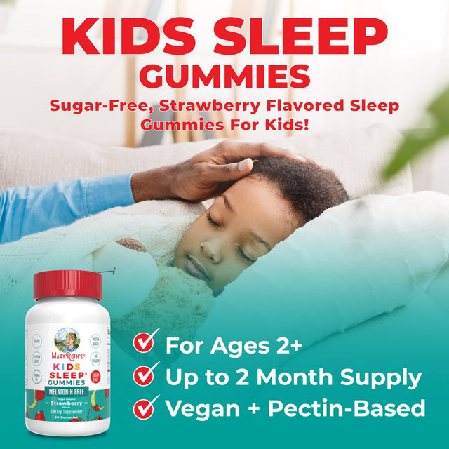 Maryruth Organics | Kids Sleep Gummies | L-Theanine, Lemon Balm, Chamomile, Vitamin B6 | Relaxation & Sleep Support for Children Ages 2+ | NO Melatonin | 60 Count