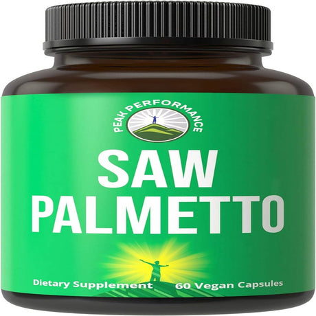 Peak Performance Saw Palmetto Capsules for Men and Women 1000Mg All Natural Saw Palmetto Extract Pills for Prostate Support. DHT Blocker Supplement for Hair Loss, Prostate Health, Urinary Flow