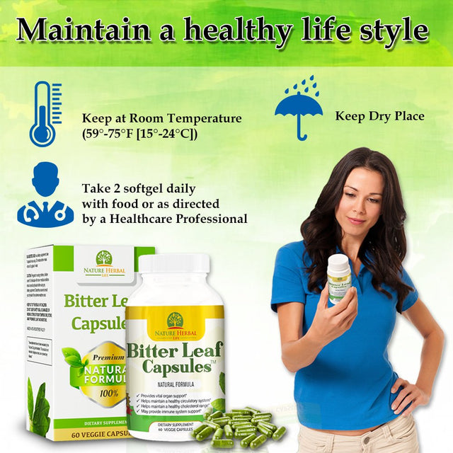 Bitter Leaf Capsule Antioxidant. Immune Booster. Vitamin C. Blood Sugar & Heart Health Support Supplement.