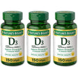 Nature'S Bounty Vitamin D3 Vitamin Supplement. Immune System and Bone Support. 5000 IU. 150 Softgels. Pack of 3