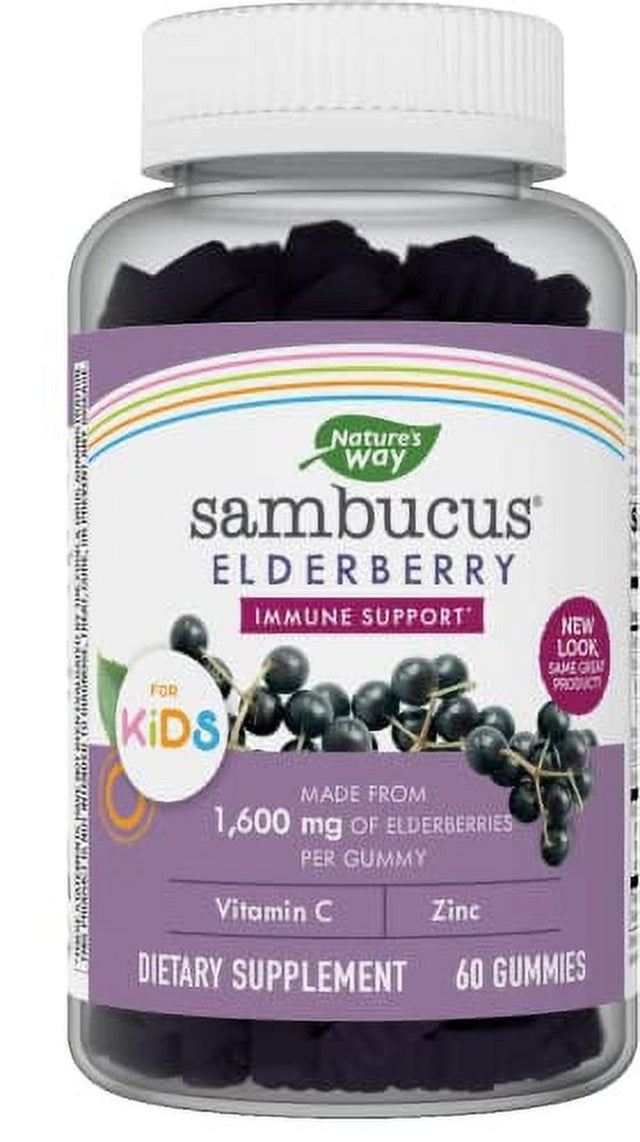 Nature’S Way Sambucus Immune Gummies for Kids, with Elderberry, Vitamin C and Zinc, Unisex, 60 Ct