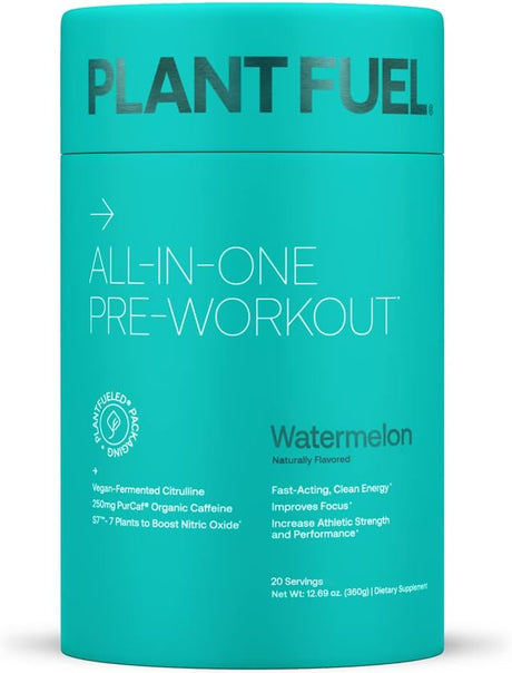 Vegan All-In-One Pre-Workout Fast-Acting, Clean Plant Based Energy, Featuring 3D Pump with Purcaf Organic Caffeine (20 Servings) – Watermelon