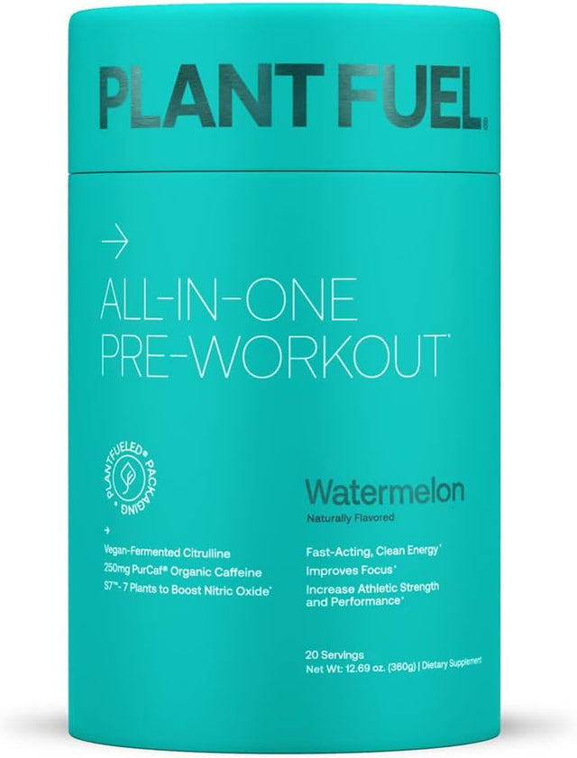 Vegan All-In-One Pre-Workout Fast-Acting, Clean Plant Based Energy, Featuring 3D Pump with Purcaf Organic Caffeine (20 Servings) – Watermelon