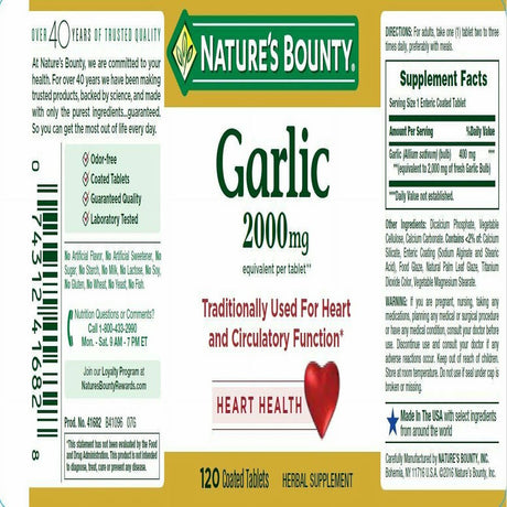 Nature'S Bounty Garlic 2000Mg, Tablets 120 Ea