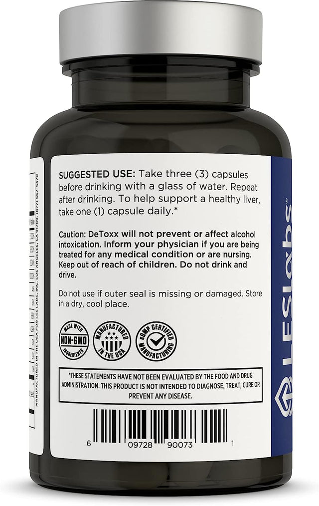 LES Labs Detoxx – Better Mornings & Recovery, Liver Support, Electrolyte Replenishment & Glutathione Support – Prickly Pear, Milk Thistle & NAC – Non-Gmo Supplement – 60 Capsules