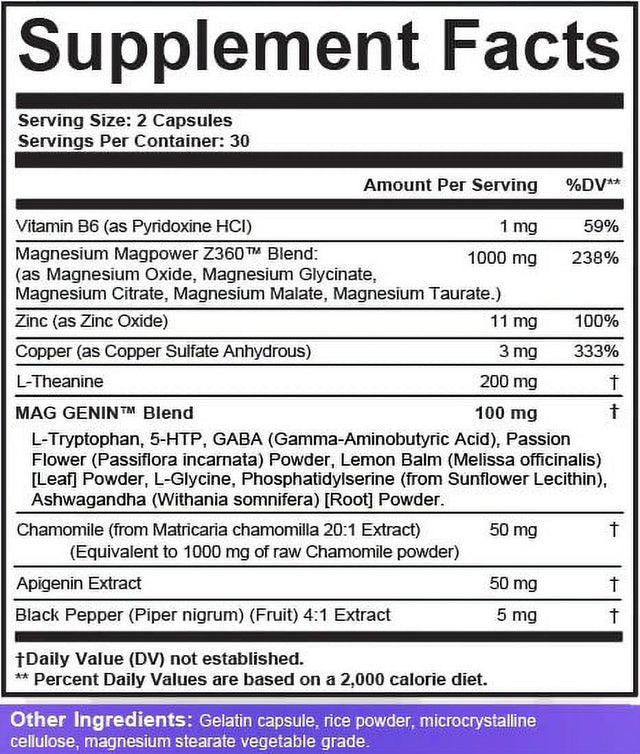 Magnesium Glycinate Complex 1000Mg with L-Theanine 200Mg Apigenin 50Mg Citrate Taurate Supplement - 5-HTP GABA Passion Flower Lemon Balm L-Glycine Phosphatidylserine Ashwagandha - USA Made Clean Nutra