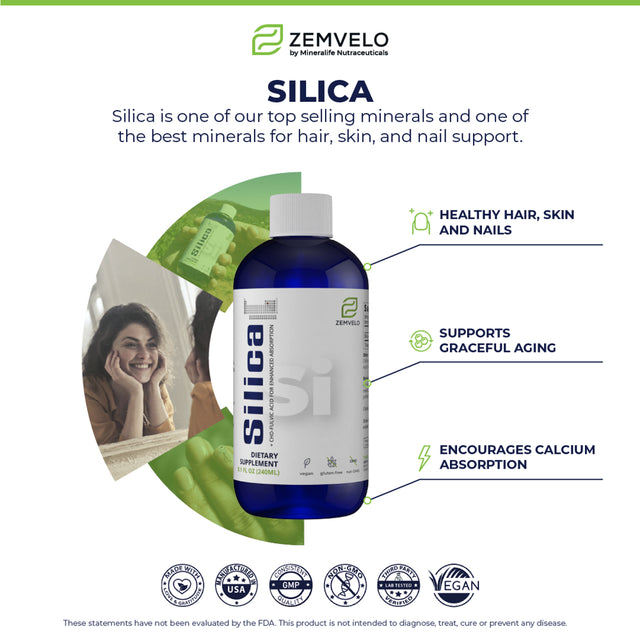 Liquid Ionic Silica - Hair, Skin & Nails Nutrition | Collagen Booster | Joint Support for Health Tendons & Cartilage | 8 Oz, 48 Day Supply