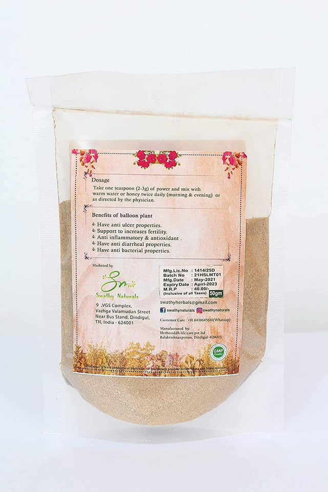 SWATHY Naturals : Mudakathan Powder 50G/முடக்கத்தான்/Balloon Plant/Cardiospermum Halicacabum/Mudakathan