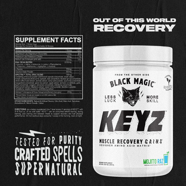 Black Magic Keyz Amino Acid Matrix Powder - Muscle Recovery & Endurance - Eaa'S, Bcaa'S, & Taurine - Keto, No Sugar, Caffeine Free - Pina Colada - 14.81 Oz