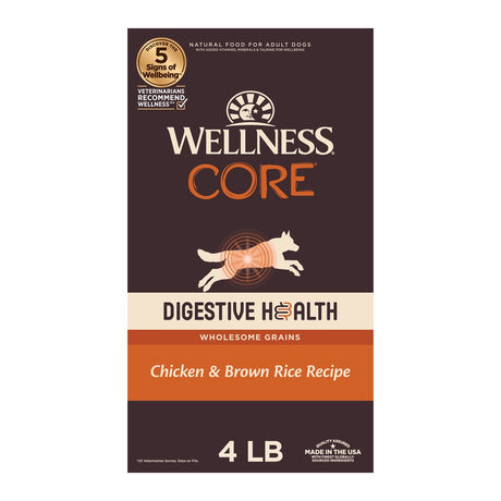 Wellness CORE Digestive Health Chicken & Brown Rice Dry Dog Food, 4 Pound Bag