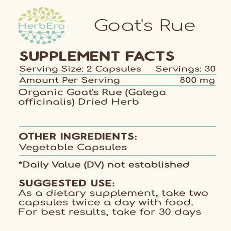 Goat'S Rue 60 Capsules, 400 Mg, Organic Goat'S Rue (Galega Officinalis) Dried Herb