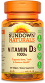 Sundown Naturals High Potency D3 Vitamin D 1000 IU Softgels 200 Ea (Pack of 2)