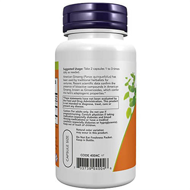 NOW Supplements, American Ginseng (Panax Quinquefolius) 500 Mg, Herbal Supplement, 100 Veg Capsules