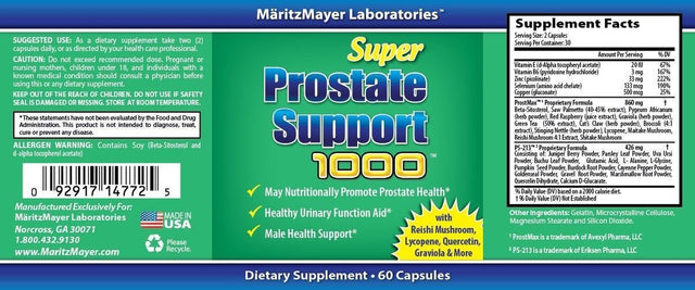 3X Maritzmayer Super Prostate Support 1000 Natural Prostate Health Formula