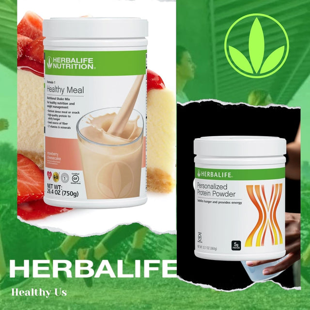 HERBALIFE (Duo) Formula 1 Healthy Meal Nutritional Shake Mix (Strawberry Cheesecake) with Personalized Protein Powder