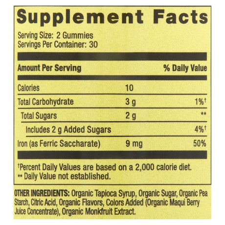 Spring Valley General Wellness Iron Supplement Gummies, Mixed Berries, 9 Mg, 60 Count