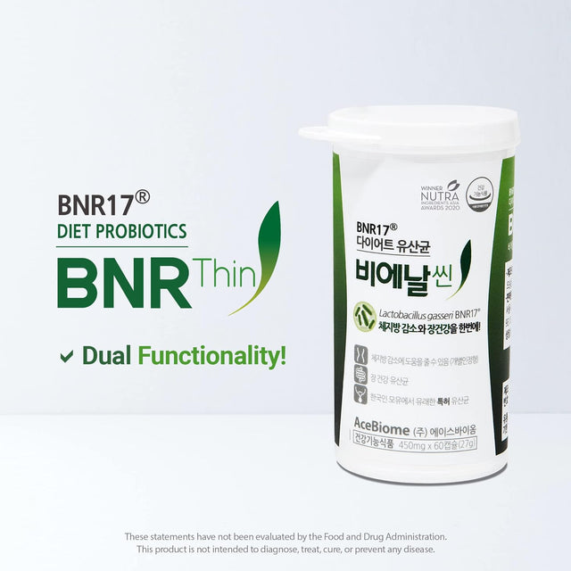 Bnrthin Probiotic, Lactobacillus Gasseri BNR17, 10 Billion CFU Guaranteed, Digestive Health, 60 Capsules X 3Packs