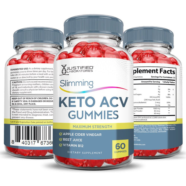 (2 Pack) Slimming Keto ACV Gummies 1000MG Dietary Supplement 120 Gummys