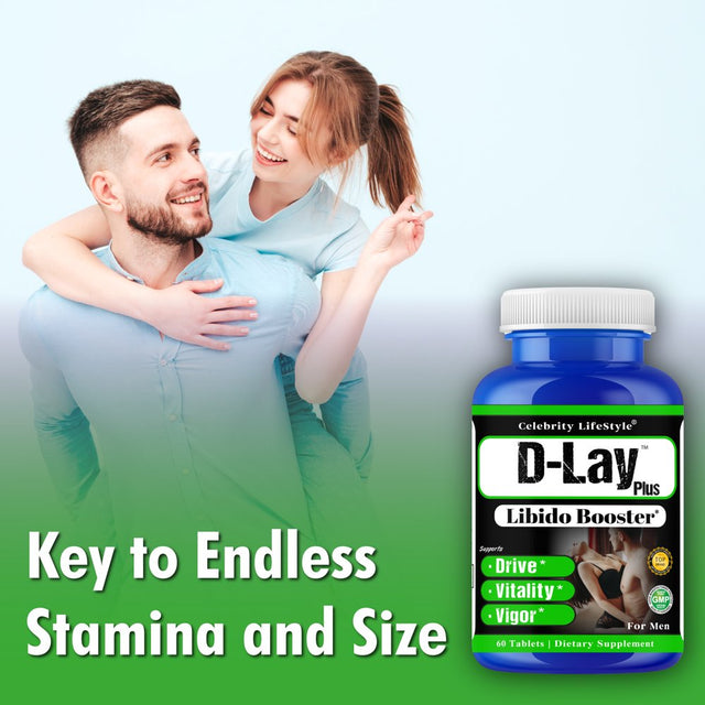 D-Lay plus Male Enhancing, Testosterone Booster Vitamins Supplements 60 Tablets by Celebrity Lifestyle