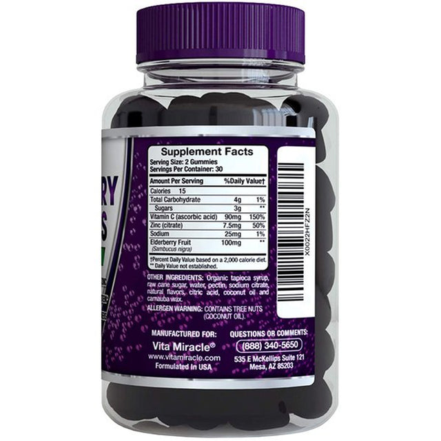 Elderberry Gummies Sambucus Organic with Vitamin C and Zinc for Adults and Kids