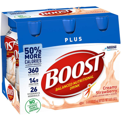 Boost plus Complete Nutritional Drink, Creamy Strawberry, 8 Oz, 6-CT (Pack of 1)