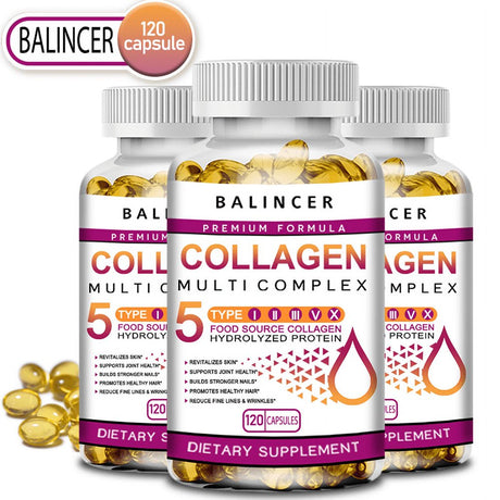 Multi Collagen Pills (Types I-II-III-V-X) Pure Hydrolyzed Collagen Protein Peptides-Collagen Supplements for Women and Men-Anti-Aging Collagen for Skin, Hair Growth Nails Joints-60Capsules