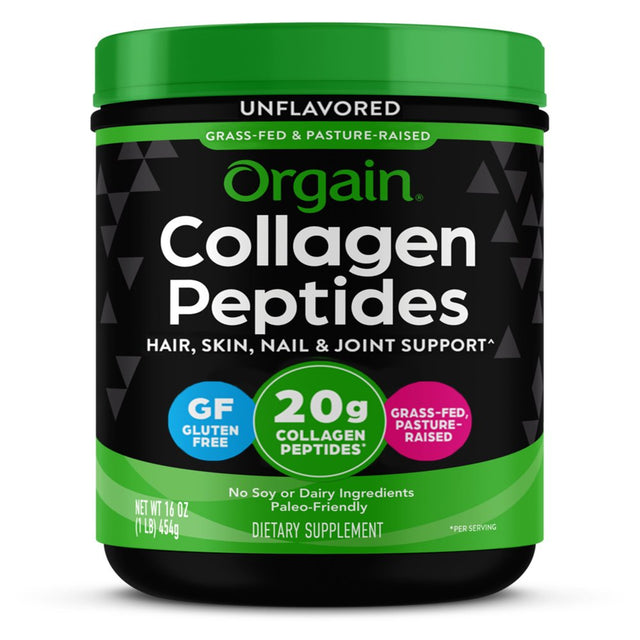 Orgain Hydrolyzed Grass Fed Collagen Peptides Powder, Unflavored, 20G Collagen, 1Lb