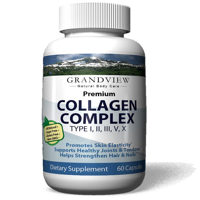 Collagen Complex - - Supports Joint Health. Promotes Skin Elasticity. Strengthens Nails. Natural Supplement. Helps Prevent Damaged Hair.. 60 Caps Grandview