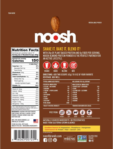 Plant Based Almond Protein Powder Chocolate 35 Gram - Vegan, All Natural Ingredients, Non-Gmo, Gluten Free, Kosher, Peanut Free, Soy Free, Dairy Free (Chocolate)