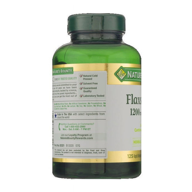 Nature'S Bounty Flaxseed Oil Softgels, 1200 Mg, 125 Ct