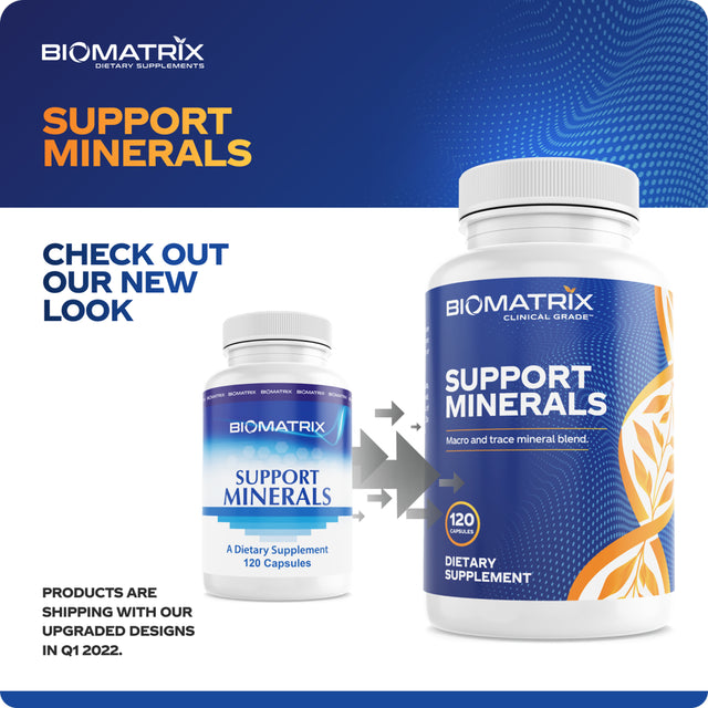 Biomatrix Support Minerals Supplement | Zinc, Copper, Calcium, Magnesium - Muscle Health, 120 Caps