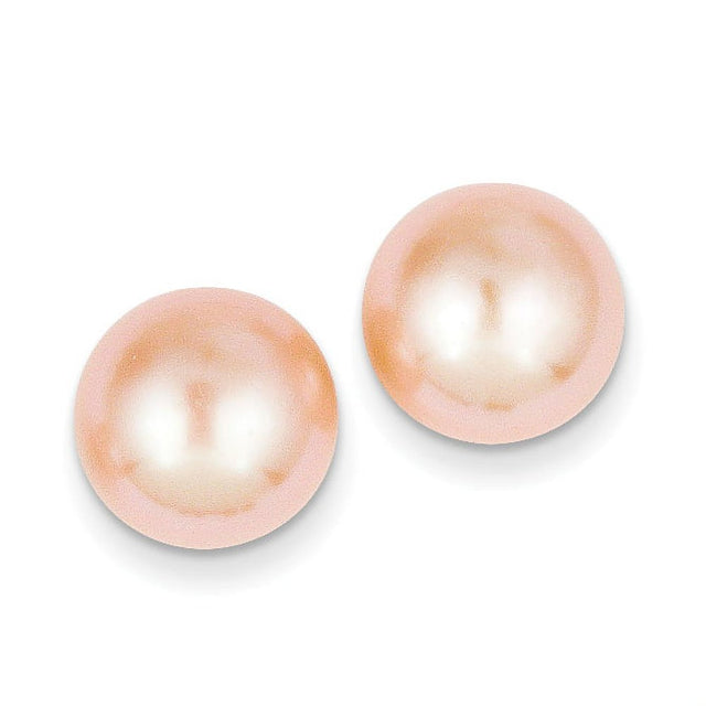 14K 11-12Mm Pink Button FW Cultured Pearl Stud Post Earrings X110BPI (0 Grams|11 to 12MM X 11 to 12MM)