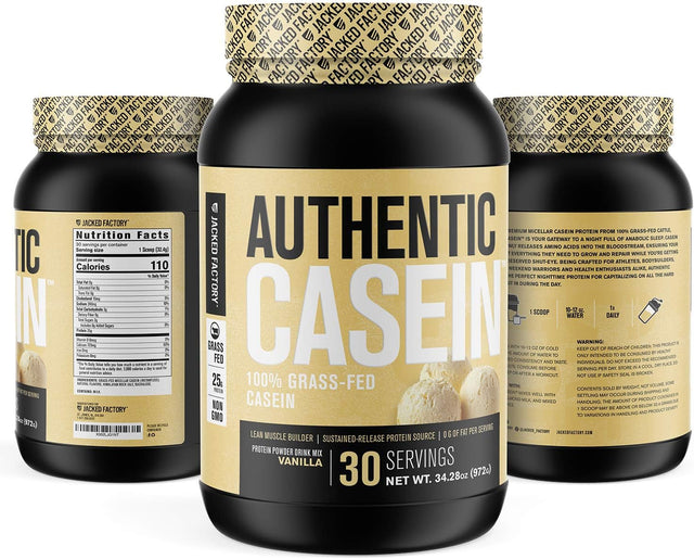 Authentic Grass Fed Micellar Casein Protein Powder - Slow Absorbing, Low Carb, Non-Gmo, Grass-Fed Muscle Building Casein W/ Bcaas for Sustained Post Workout Muscle Recovery - 30 Sv, Vanilla