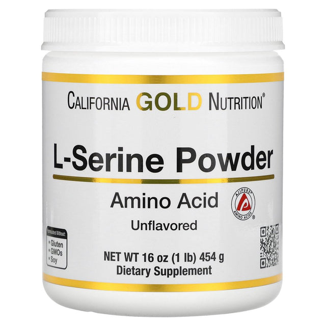 California Gold Nutrition L-Serine Powder, Ajipure Amino Acid, Unflavored Powder, 1 Lb (454 G)