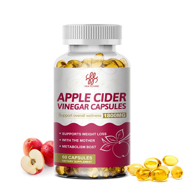 Imatchme Apple Cider Vinegar Capsules Supplement 1800Mg | 60 Pills | Non-Gmo, Gluten Free