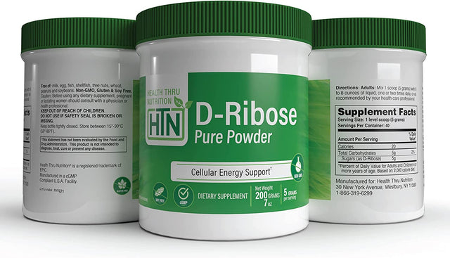 Health Thru Nutrition D-Ribose Pure Powder | Cellular Energy Support | Non-Gmo Gluten and Soy Free 200G