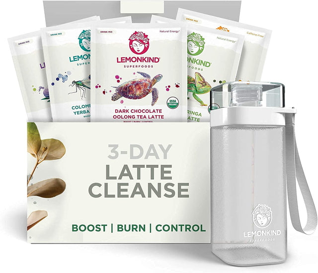 LEMONKIND Fat-Burn & Hunger Control Organic Latte Cleanse Bundle, 75 Servings