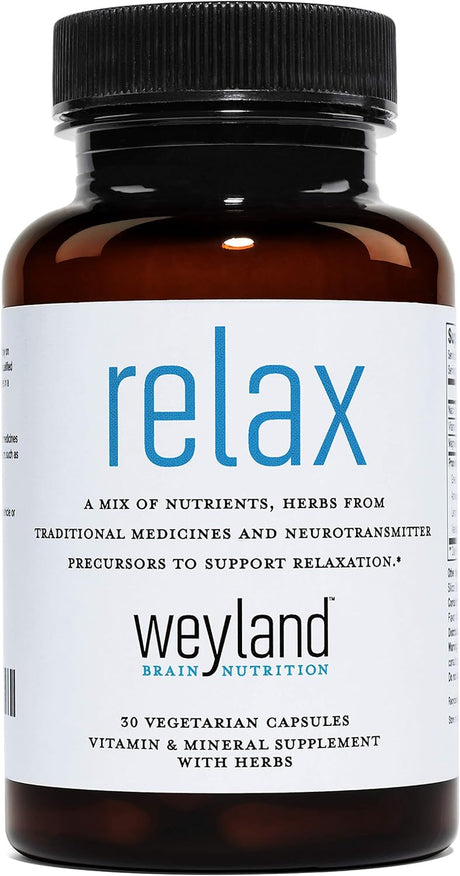 Relax - Natural Sleep Aid - GABA, L-Theanine, Valerian Root, 5-HTP, Lemon Balm - Calm Support, Stress Relief, Sleep Supplement -30 Vegetarian Capsules