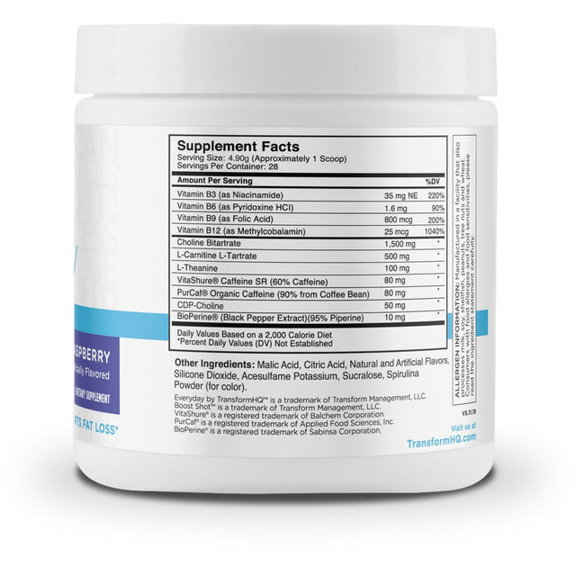 Transformhq Everyday Boost Shot 28 Servings (Blue Raspberry) Powder Drink