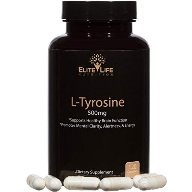 L-Tyrosine 500Mg - Best Tyrosine Supplement - Pure, Natural, and Vegan Amino Acid - Supports Healthy Brain Function, Stress, and Mood, plus Optimum Mental Clarity, Alertness, and Energy - 120 Capsules