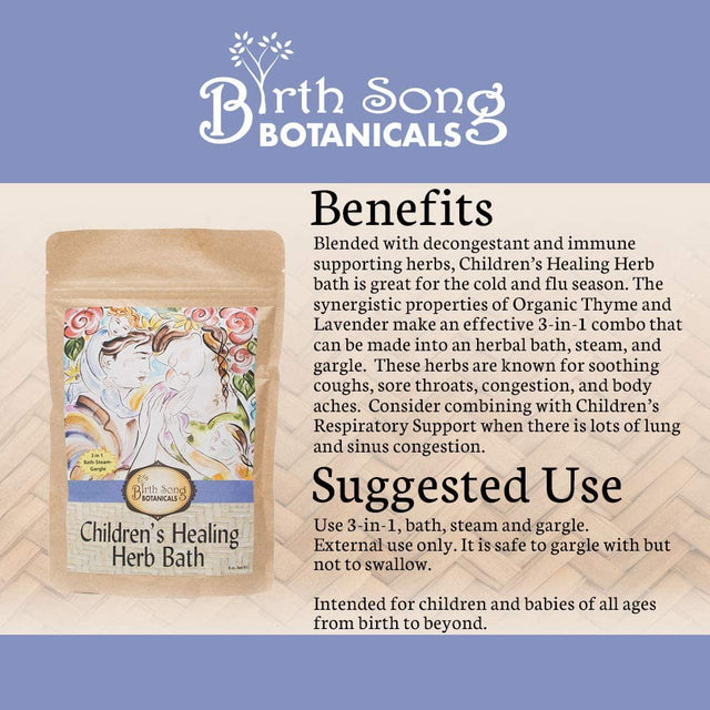 Birth Song Botanicals Children'S Healing Herb Bath for Allergy, 8Oz Bag Herbal Bath Salt